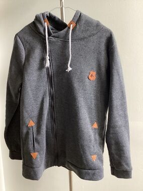 Grey off centre zip hoodie